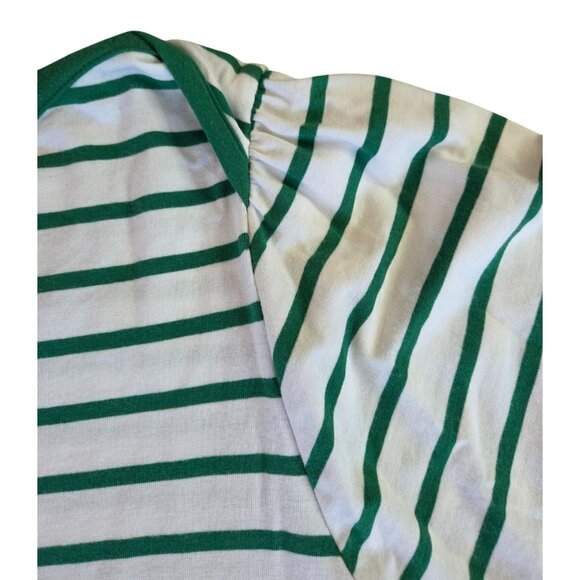 Lauren Conrad Women's Size 3X Green White Striped Boat Neck Short Sleeve Cotton - Picture 5 of 10
